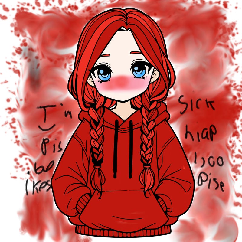 a realistic girl with a oversized hoodie and she has braids