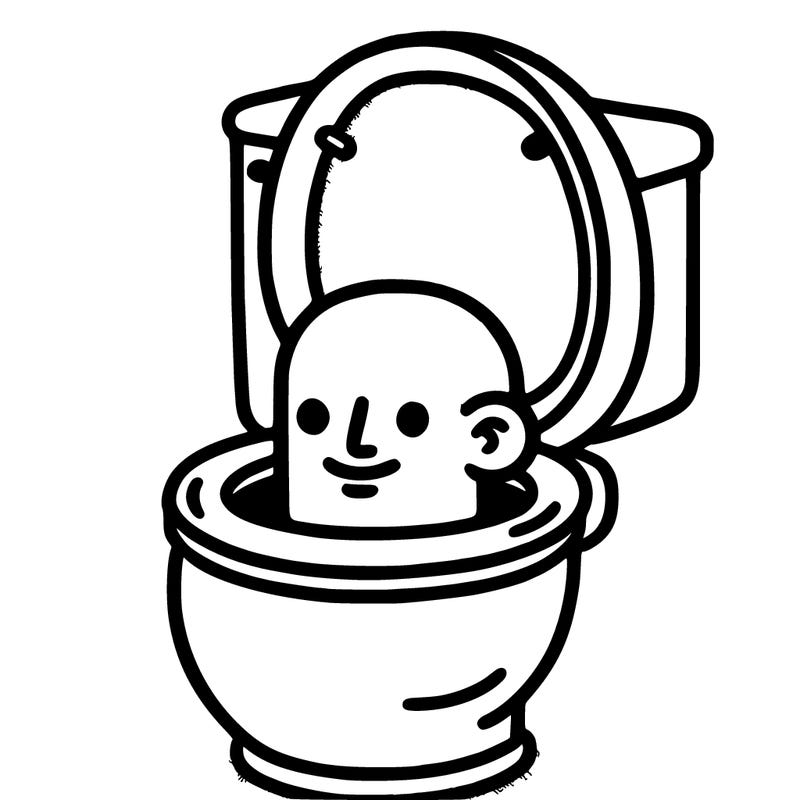 human head inside of toliet