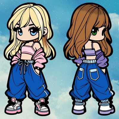 girl in crop top and baggy pants