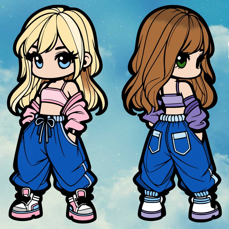 girl in crop top and baggy pants