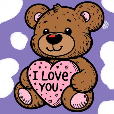 teddy bear holding an i love you heart