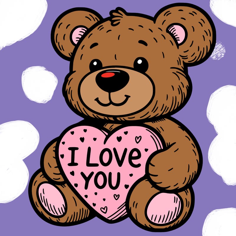 teddy bear holding an i love you heart