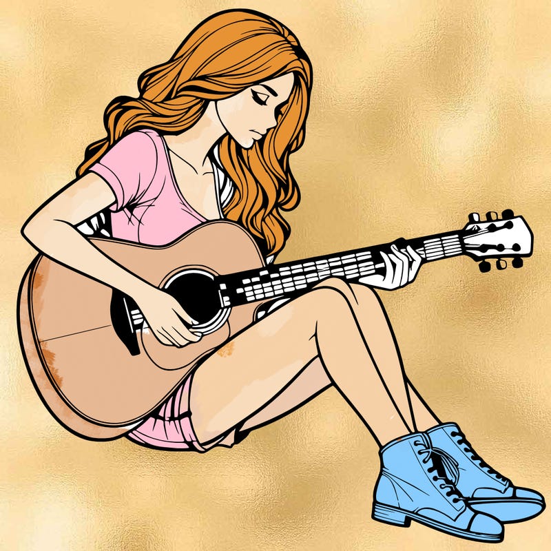 realistic woman play guitar