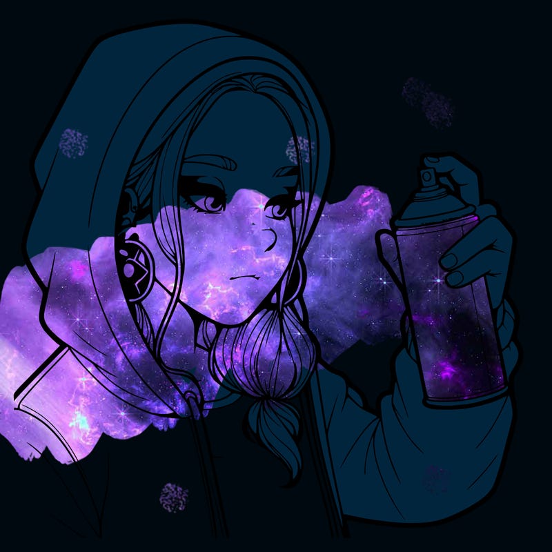 a realistic girl, spray painting