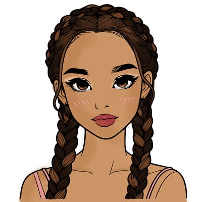 realistic girl with braids