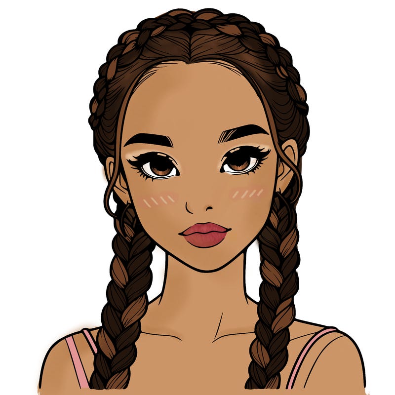 realistic girl with braids