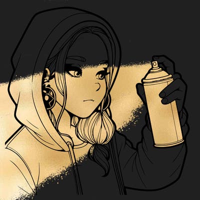 a realistic girl, spray painting