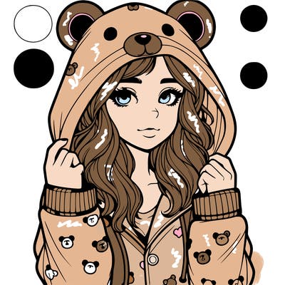 realistic girl in a animal pjs hoodie