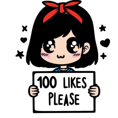 girl holding sign saying 100 likes please