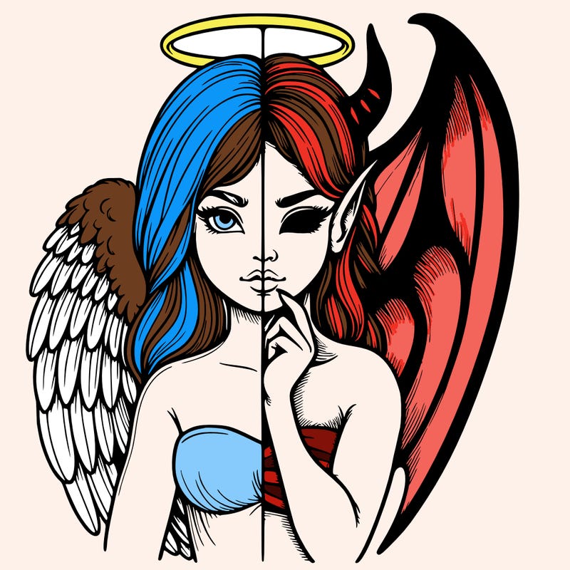 realistic angel half demon