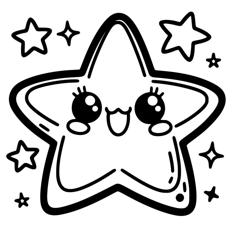 kawaii sea star: with multiple arms and a cheerful demeanor.