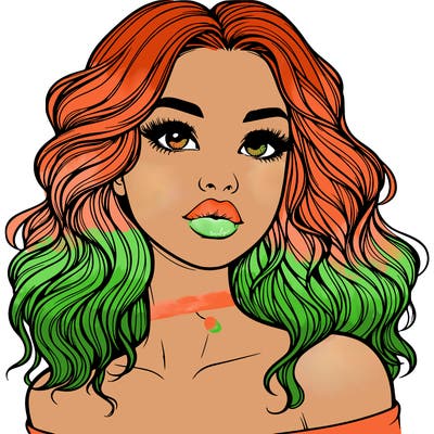 realistic girl with wavy hair and lips