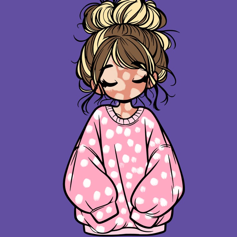 girl with baggy sweatshirt and messy bun