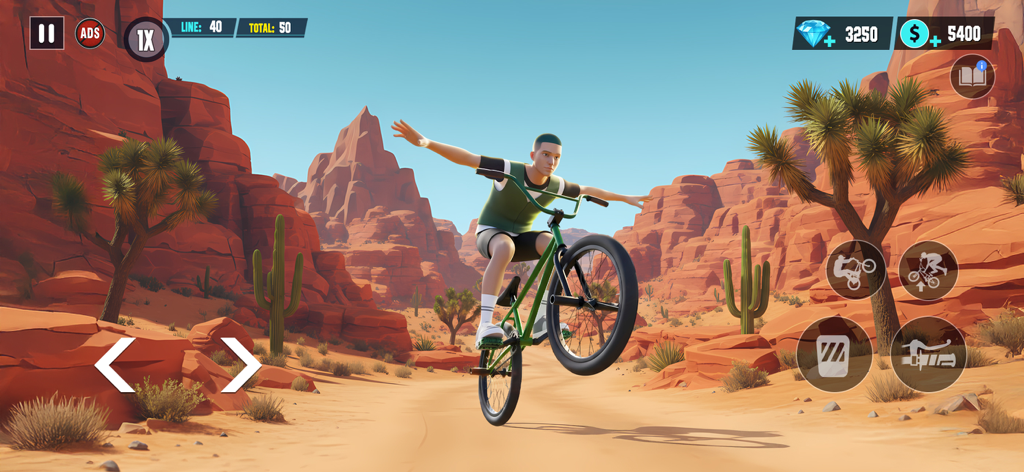 BMX Playground - 사막 협곡 풍경에서 스턴트를 선보이는 BMX 라이더