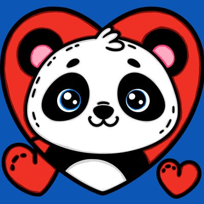 heart with panda