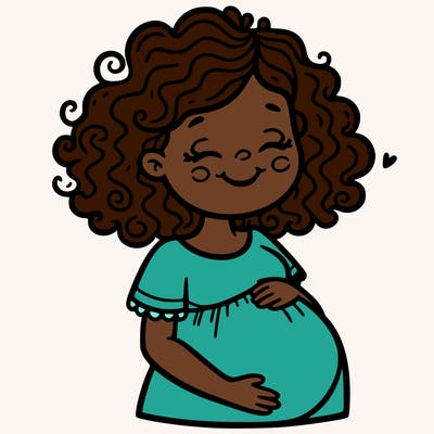 pregnant girl smiling with curly hair