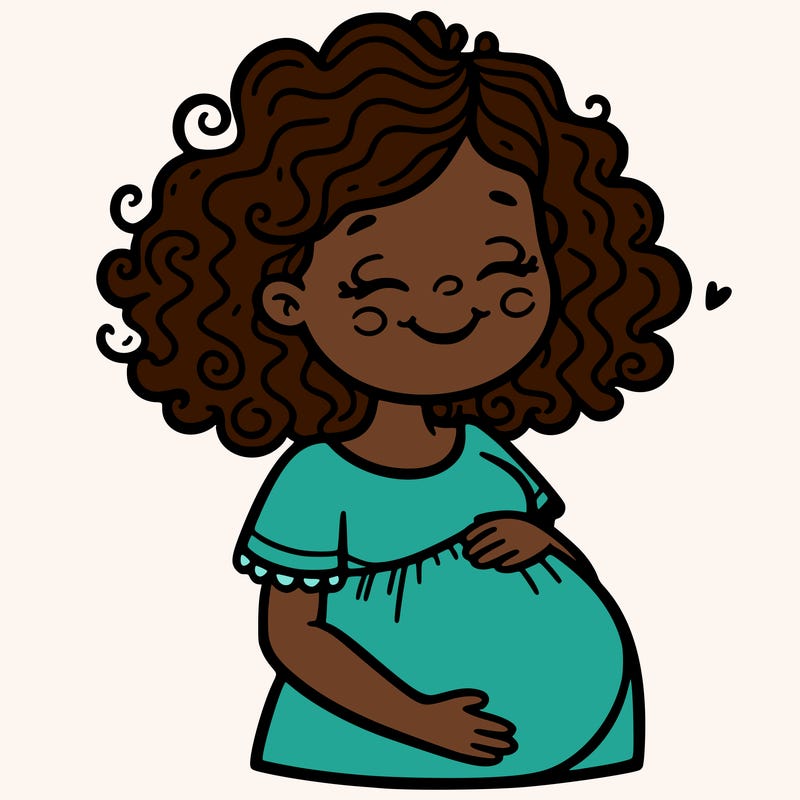 pregnant girl smiling with curly hair