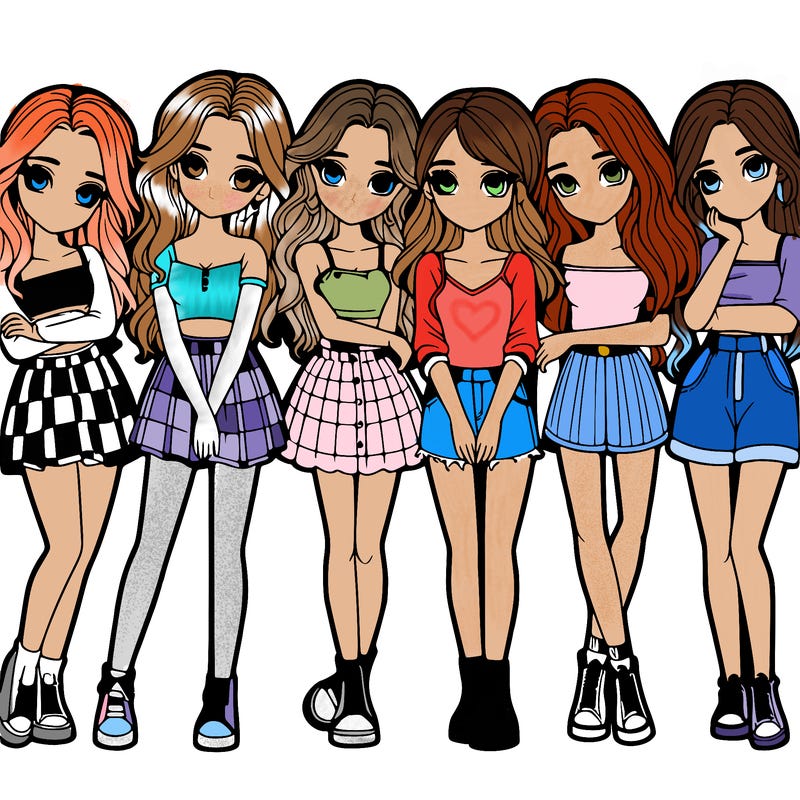 a group of girls realistic
