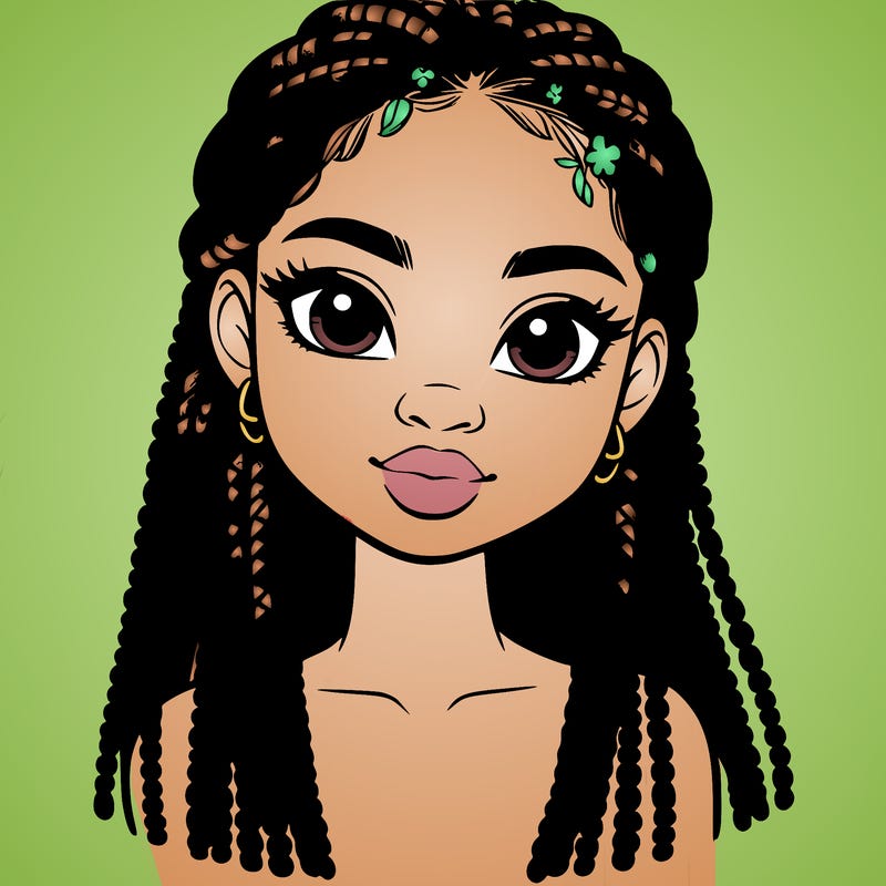 a realistic black girl with braids