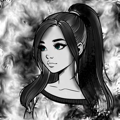 realistic girl with a high ponytail