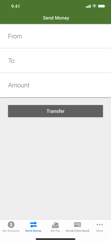 Pima Federal Credit Union mobile app send money and transfer interface
