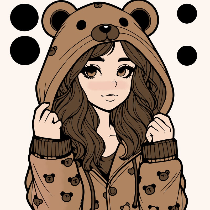 realistic girl in a animal pjs hoodie