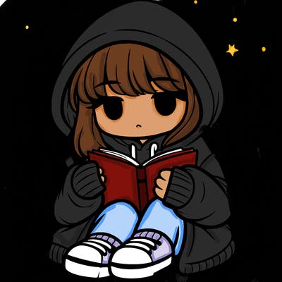 girl in oversized hoodie reading a book
