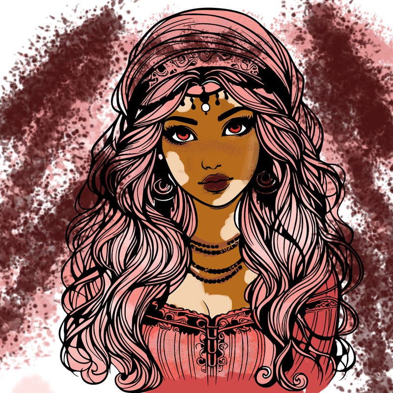 realistic beautiful mysterious gypsy girl