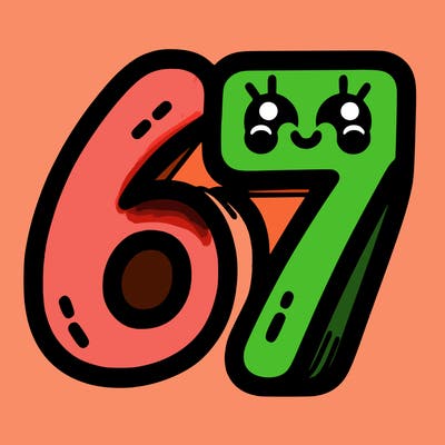 the numbers 67