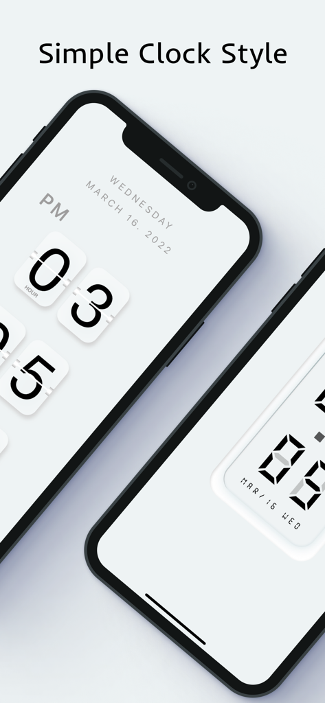 X Clock - Live in the present - Minimalist flip clock and digital clock displays on smartphone screens