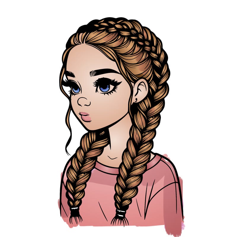 realistic girl with braids