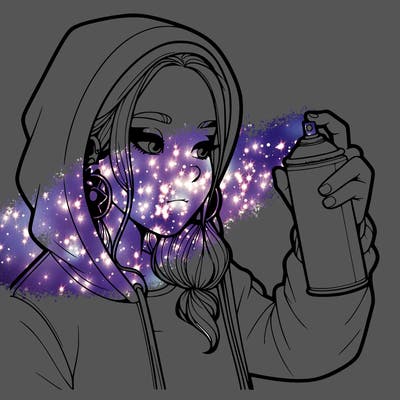 a realistic girl, spray painting
