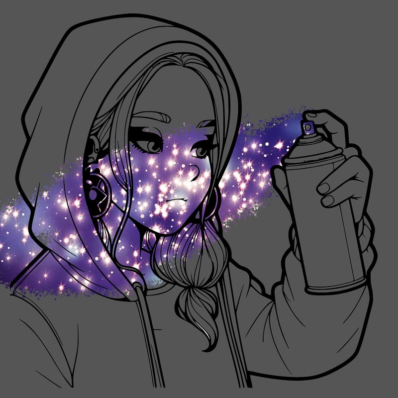 a realistic girl, spray painting