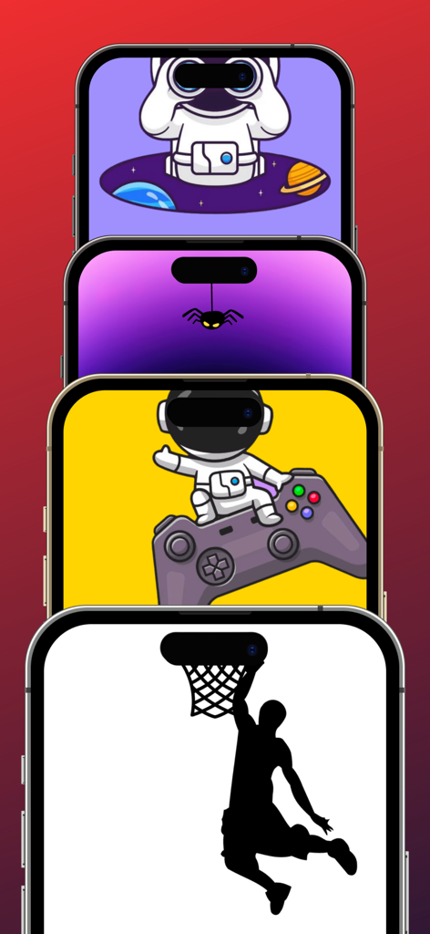 Creative iPhone wallpapers featuring designs that integrate the Dynamic Island notch