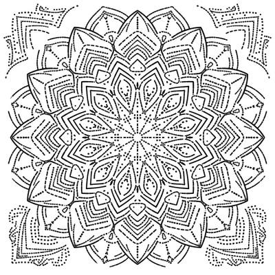 Immerse yourself in the calming beauty of this Dot Work Mandala coloring page, meticulously crafted with intricate patterns. Its large print and clear outlines make it a perfect, accessible activity for seniors seeking creative relaxation.