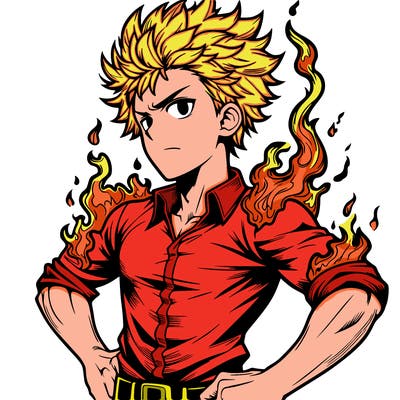 realistic manga man of fire