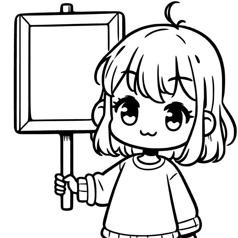 a girl holding a board simple