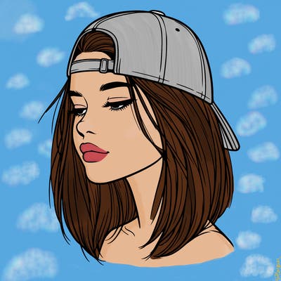 realistic  girl with a backwards hat
