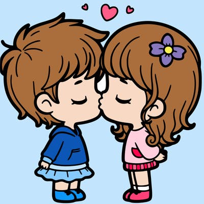 boy and girl kissing