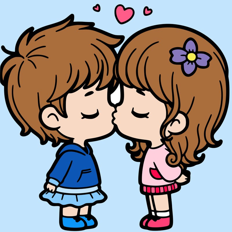 boy and girl kissing