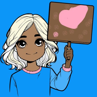 realistic girl holding up a sign