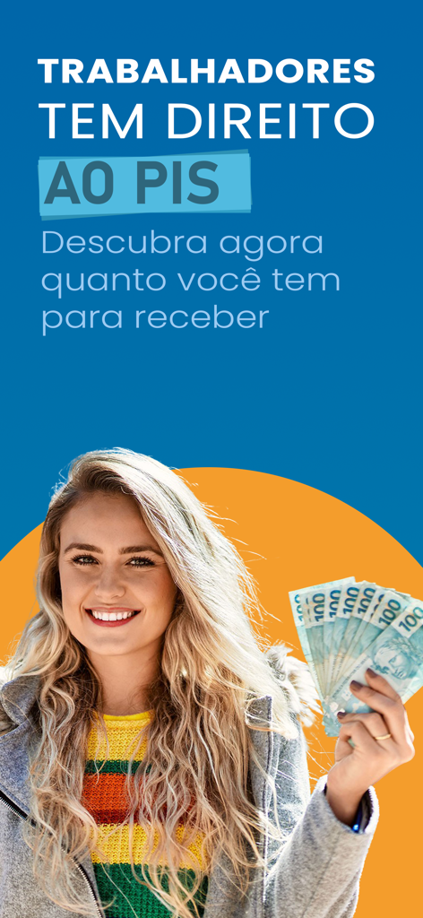 Mulher segurando moeda brasileira promovendo informações sobre o benefício do PIS para trabalhadores