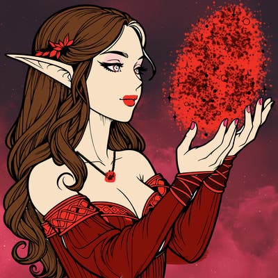 realistic elf girl doing magic