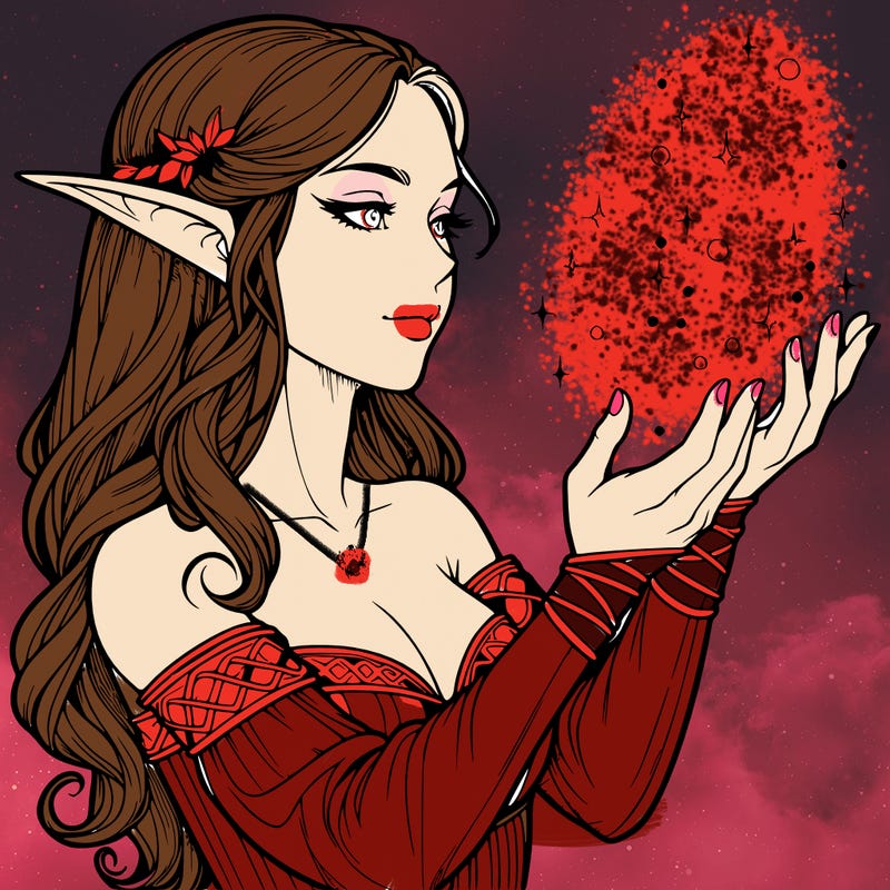 realistic elf girl doing magic