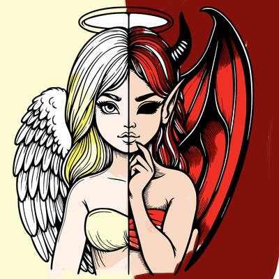 realistic angel half demon