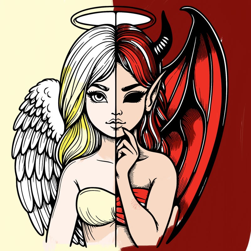 realistic angel half demon