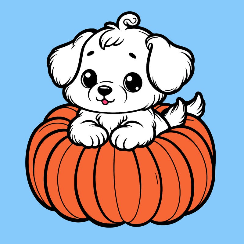 cute little puppy in a pumpkin