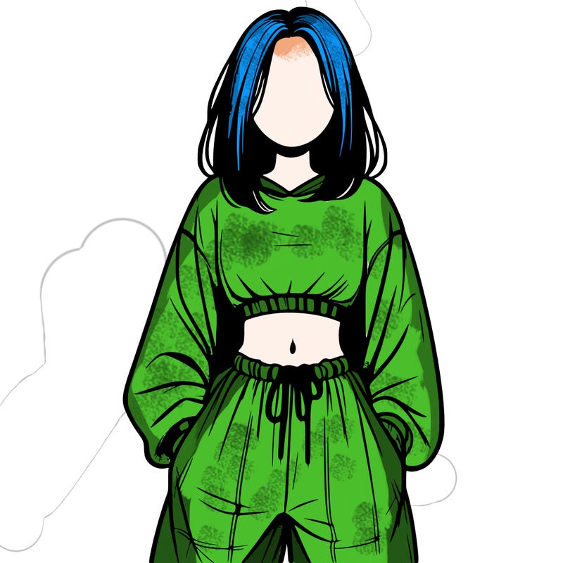 realistic girl faceless with baggy pants and a crop top