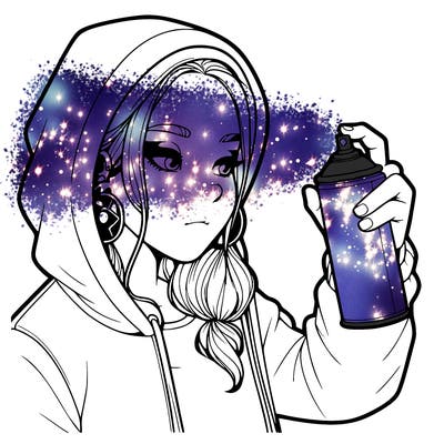a realistic girl, spray painting
