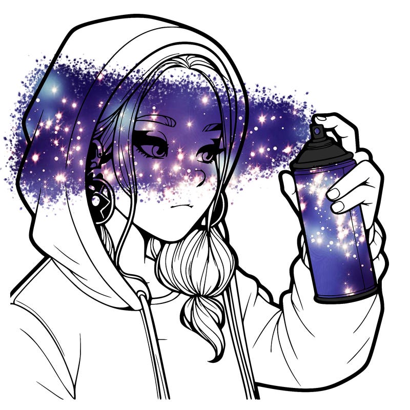 a realistic girl, spray painting